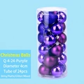 Lot de 24 boules de Noël mauves 4cm finitions brillante mate et pailletée en tube - 4cm (Ensemble de 24) / Violet