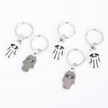 Silver Hamsa Hand hair pendants with smooth and striped metal textures for DIY braiding - Hamsa Hand / Silver