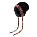 Gorro de invierno de felpa gruesa con orejeras de colores y borlas en negro - Negro