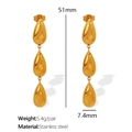 Golden stainless steel teardrop earrings with 51mm height in a minimalist design - Gold Three-layer Water Drop Style (EH521金色耳环)