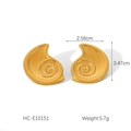 Detail view of 18K gold plated stainless steel spiral earrings with dimensions 2.58x3.47cm - Matte Spiral Style (HC-E10151)