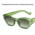Occhiali da sole cat-eye con montatura verde trasparente e lenti grigie sfumate - Montatura Verde Trasparente Lenti Sfumate Grigio