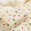 Warm beige 6-layer cotton gauze baby blanket featuring cute cartoon animal prints - 4-Layer 70*90cm / Fruit Rabbit