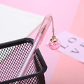 Cute pink gel pen with transparent star-filled ball pendant and silver metal chain - Pink Wish Bottle