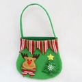 Bolsa de regalo de Navidad en fieltro verde con reno y árbol con copos de nieve - Bolsa de caramelos Elfo - Reno