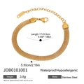 Detailansicht eines 18K vergoldeten Edelstahl-Mesh-Armbands mit 17+5 cm Größenangaben - Goldenes Netzarmband (JDB0101001)