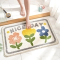 Tappetino da bagno antiscivolo con motivo floreale e scritta Nice Day in crema e grigio - 40*60cm / Bellissimo Giardino