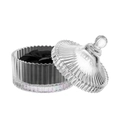 Round glass storage box with vertical stripes and black lining for jewelry or candy - 1 Black 90*30MM (In Glass Jar)