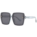 Modische quadratische übergroße Sonnenbrille in Grau mit halbtransparentem Rahmen und F-Logo - Transparenter Grauer Rahmen Graue Gläser