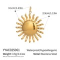 Detailansicht des 18K vergoldeten Edelstahl-Sonnenanhängers mit Maß- und Gewichtsangaben - Klassische Sonne (YYAC025061)