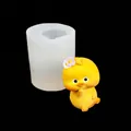 3D καλούπι σιλικόνης πάπιας με ημιδιαφανές εργαλείο και κίτρινη φιγούρα πάπιας ρητίνης - Όρθια Πάπια με Λουλούδι B258 / Διαφανές