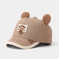 Detail of corduroy fabric texture and cute 3D bear ears on khaki baby baseball cap - 50cm (1-3 Years) / Dark Khaki