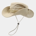 Khaki wide brim sun hat with adjustable drawstring and side snap buttons for outdoor use - M (56-58cm) / Beige