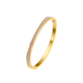 Gold-plated stainless steel oval bangle featuring light coffee enamel inlay - 4MM Gold + Bean Paste