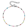 Bohemian stainless steel chain bracelet with colorful enamel beads and lobster clasp - Silver Colorful
