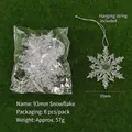 Set of 6 transparent acrylic snowflakes 93mm with silver cords for Christmas tree decor - Snowflake / 93mm