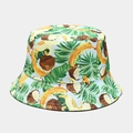 Detail of tropical banana and coconut print on light blue bucket hat fabric - M (56-58cm) / 6# Color-Tropical Banana & Coconut Print