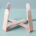 Pink metal elevated cat bowl stand with anti-slip silicone feet for neck protection - Elevated Cross Metal Stand / Pink