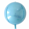 Glossy blue 4D sphere aluminum foil balloon with round metallic finish and air inlet - 22 Inch / Holographic Blue