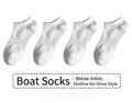 Set of four white low-cut invisible cotton socks for women and men in a bulk layout - One Size(35-44) / Boat Socks-White