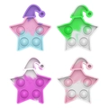 Star-shaped Pop It fidget toy keychain set with festive Christmas hats and colorful patterns - Star Pop
