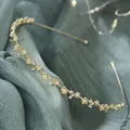 French retro gold leaf headband with delicate pearls and sparkling rhinestones - Pearl Small Thrush Exquisite
