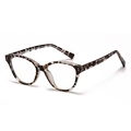 Retro tortoiseshell cat-eye anti-blue light glasses with metal rivets and PC temples - C4 White Floral Clear Lens