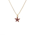 Elegante collana placcata in oro con ciondolo a stella marina e zirconi rosa incastonati - 0579YS-Ciondolo a Stella Marina