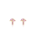 Pendientes de flecha en plata S925 con cristales rosas y acabado dorado - Plata 925 / Dorado