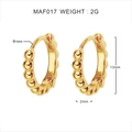 Detailansicht der goldenen Perlenohrringe mit Größenangaben: 13mm Höhe und 2mm Breite - 18K Gold