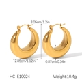 Detailed size specifications for 18K gold plated C-shaped hollow hoop earrings with measurements - Thick Tube C Shape Style (HC-E10024)