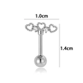 Piercing cœur en acier titane avec motifs ajourés et cristaux, longueur de 14mm - Style Boule Ronde (A490-1#) / Pièce Unique