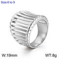 Silver hollow wide vertical groove ring in stainless steel available in sizes 6 to 9 - US 6 / Silver Hollow Out Style (KR110093-LK)