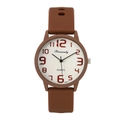 Brown silicone sports watch with large red numeric dial and white quartz display - Brown