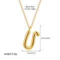 Minimalist 18K gold stainless steel letter U pendant necklace with adjustable chain - Letter U