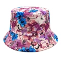 Close-up of floral bucket hat with detailed stitching and colorful abstract patterns - M (56-58cm) / Purple and Pink Abstract Floral Style (1#)