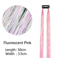 Fluorescent pink tinsel hair extensions with BB clip, 50cm length and pearlescent shine - Fluorescent Pink