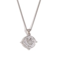 Collana con ciondolo uccello e luna d'argento con zirconi bianchi su catena placcata 18K - Uccello (Catena Barbazzale Tonda Tarocchi Strass-Acciaio-Uccello) / Color Acciaio