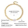 Detailed specs of stainless steel chain necklace with baroque pearl and size info - Baroque Pearl Handmade Texture Necklace (YYN025401)