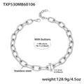 Collier à grosse chaîne en acier inoxydable argenté avec chaîne d'extension et fermoir sûr - 46+6cm / Collier Argent