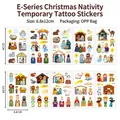 Lot de tatouages éphémères de crèche de Noël pour décoration de fête et visage - Thème de la Nativité (E121-130)