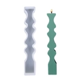 Green wavy soy candle with flexible silicone mold for creative DIY home decor - Long Candle 03 (Ripple Pattern)