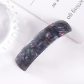 Detail of a rectangular dark checkered hair clip made of premium acetate material - 40# Spring Clip (Dark Mixed Marble)