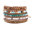 Bracciale wrap boho a più strati con pietre occhio di tigre e cordino in pelle marrone - Stile 3 / Marrone/Turchese/Multicolore