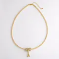 Gold mesh chain necklace with Eiffel Tower pendant and pavé crystal rings accent - French Eiffel Tower