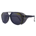 Polarized sports sunglasses in black frame with yellow splatter and side shields - C9-Splatter Black Yellow Frame Dark Grey Lens