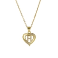 18k gold heart pendant necklace featuring sparkling crystals and letter H charm - Necklace H
