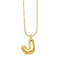 Polished gold initial J pendant necklace with 3D balloon style and bead chain - Letter J