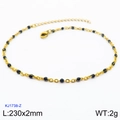 Minimalist gold stainless steel anklet with black resin bead accents for women - Gold Chain Black Bead (KJ1738-Z)