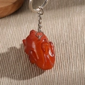 Realistic roasted chicken food keychain model with golden texture and metallic ring - Roast Chicken - Keychain Style